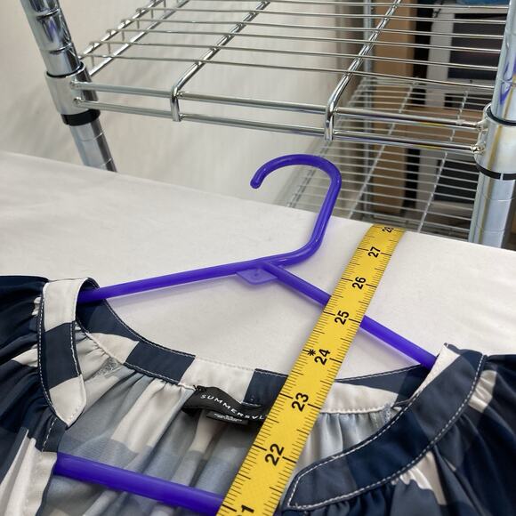 Summersalt Navy Gingham Blouse Size XS Coastal Boho Peasant Flowy Nautical - Picture 3 of 11